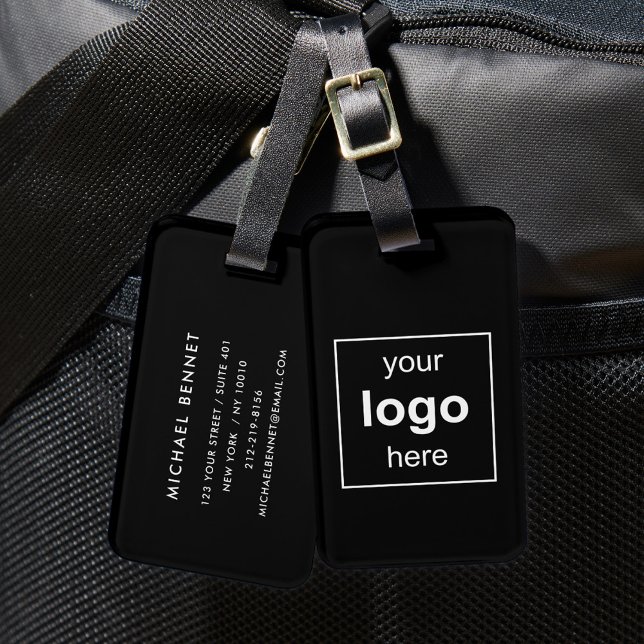 Your Logo Here Black Business Travel Luggage Tag (Your Logo Here Black Business Travel Luggage Tag)