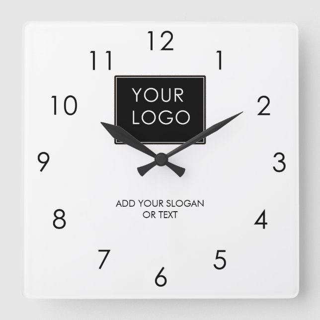 Your Logo Here Business Company Corporate White Square Wall Clock (Front)