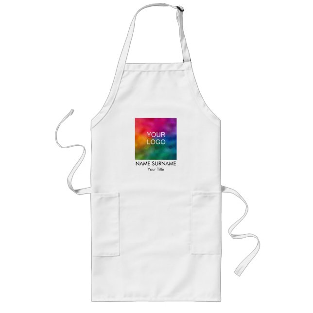 Your Logo Here Business Company Template White Long Apron (Front)