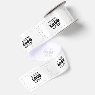 Your logo here business corporate gifts white satin ribbon