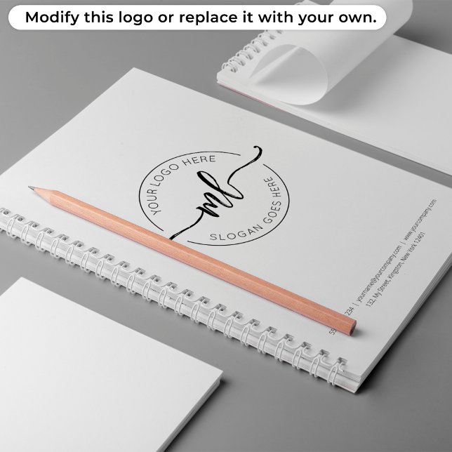 Your Logo Here Business Monogram Initials White Notebook (Creator Uploaded)