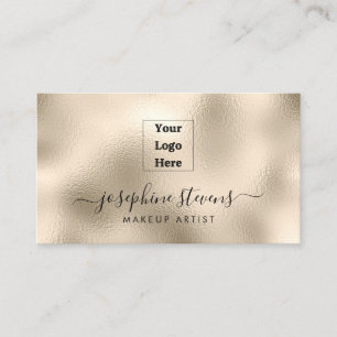 Your Logo Here Champagne Foil Script Typography Business Card