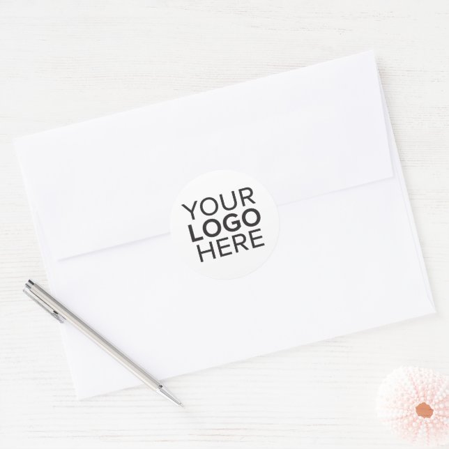 Your Logo Here Chic Modern Minimal Simple Classic Round Sticker (Envelope)
