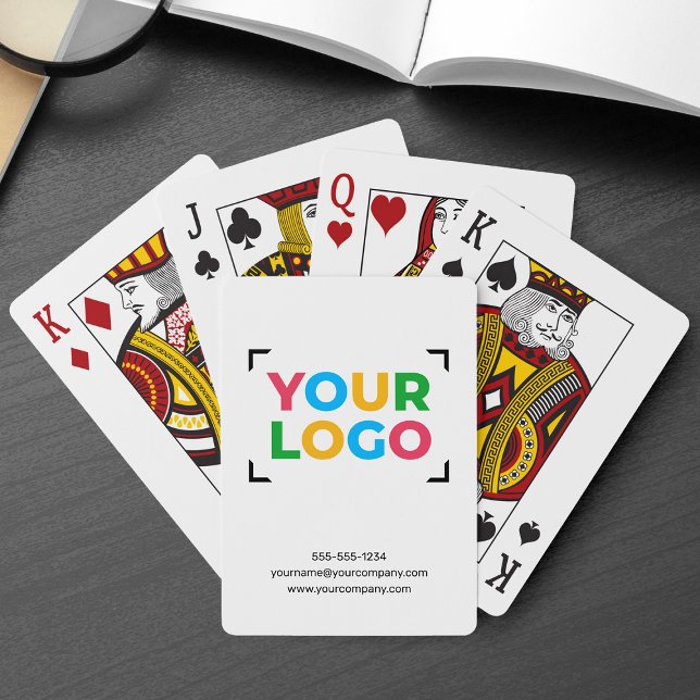 Your Logo Here Clean Business Branding White Playing Cards (Creator Uploaded)