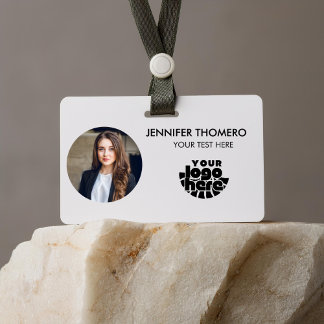 Your Logo Here Company Business QR Code Photo Name ID Badge