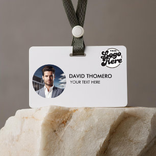 Your Logo Here Company Business QR Code Photo Name ID Badge