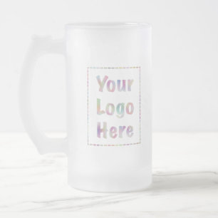 Your Logo Here Company Promotional Frosted Glass Beer Mug