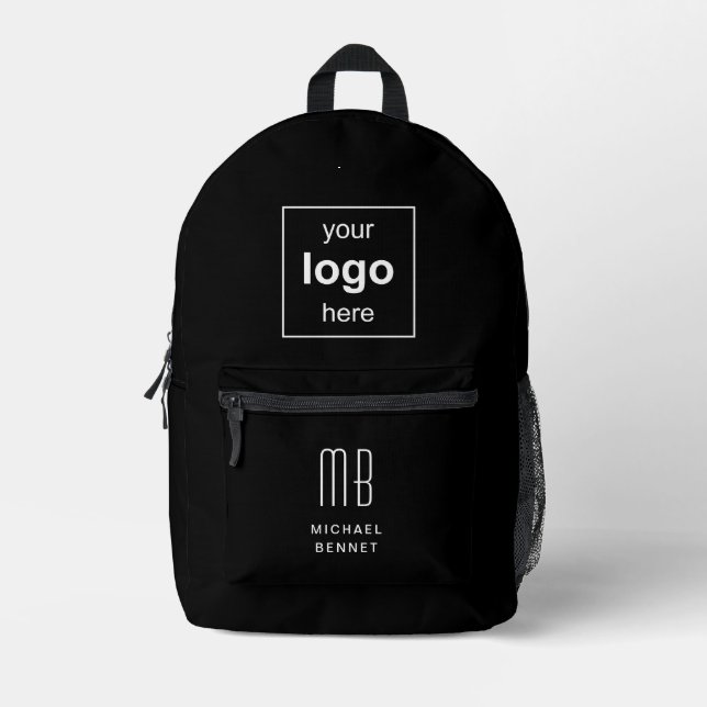 Your Logo Here Corporate Black Printed Backpack (Front)