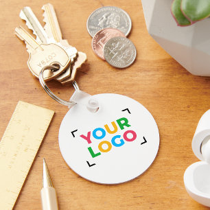 Your Logo Here Custom Company White Key Ring