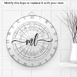 Your Logo Here Elegant Monogram Black and White Dartboard<br><div class="desc">Custom Dartboard: Make Game Night Unique: Add a personal touch to your game room with a custom dartboard! Easily upload your logo, design, or a fun message to create a one-of-a-kind dartboard. This high-quality dartboard is perfect for game nights, parties, or adding a unique touch to your space. Customise the...</div>