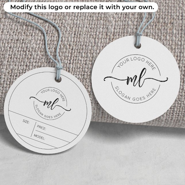 Your Logo Here Elegant Monogram Clothing Hang Tag (Creator Uploaded)
