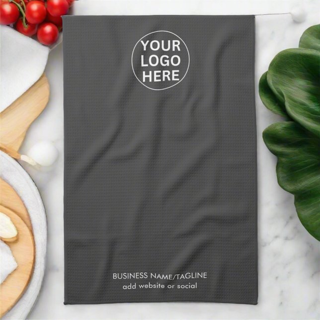 Your Logo Here l Clean Grey Branded Business  Tea Towel (Creator Uploaded)
