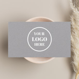 Your Logo Here l Clean Neutral Grey Minimalist Business Card
