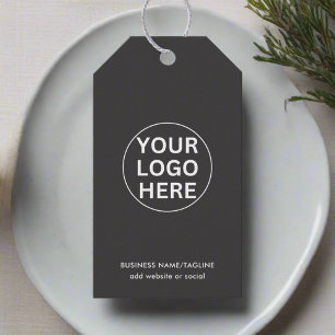 Your Logo Here l Corporate Business Branded Gray  Gift Tags