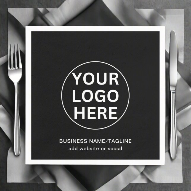 Your Logo Here l Professional Black & White Brand Napkin (Creator Uploaded)