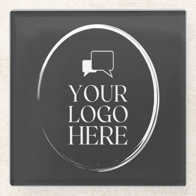 Your Logo Here Modern Glass Coaster (Front)