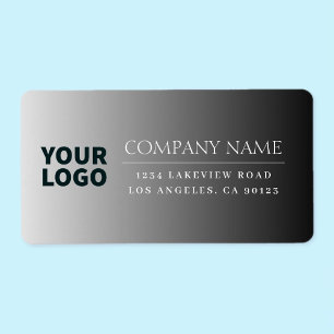 Your Logo Here Modern Ombre Grey Black (editable) Label