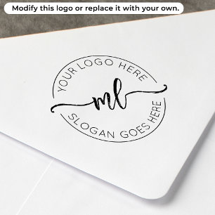 Your Logo Here Monogram Initials Business Round Self-inking Stamp