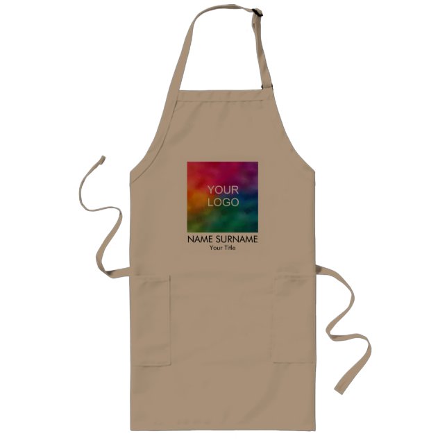 Your Logo Here Name Surname Business Company Long Apron (Front)