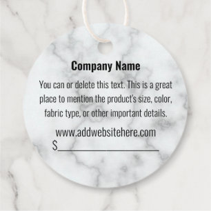 Your Logo Here on Faux White Marble Price Tags
