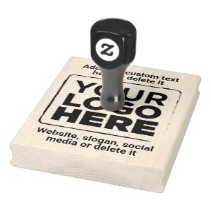Your Logo Here Simple Bold 4"x5" Business Text Rubber Stamp