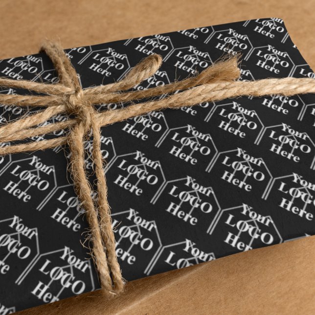 Your Logo Here Simple Modern Pattern Wrapping Paper Sheet (Creator Uploaded)