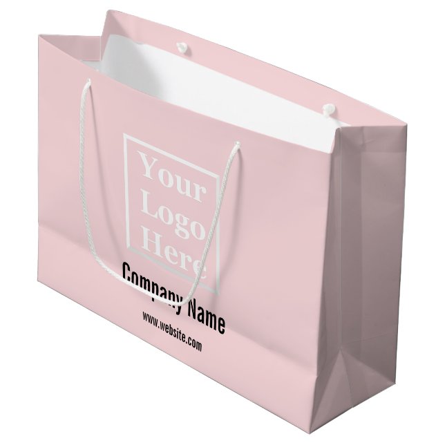 Your Logo Here Template on Pale Pink Large Gift Bag (Front Angled)