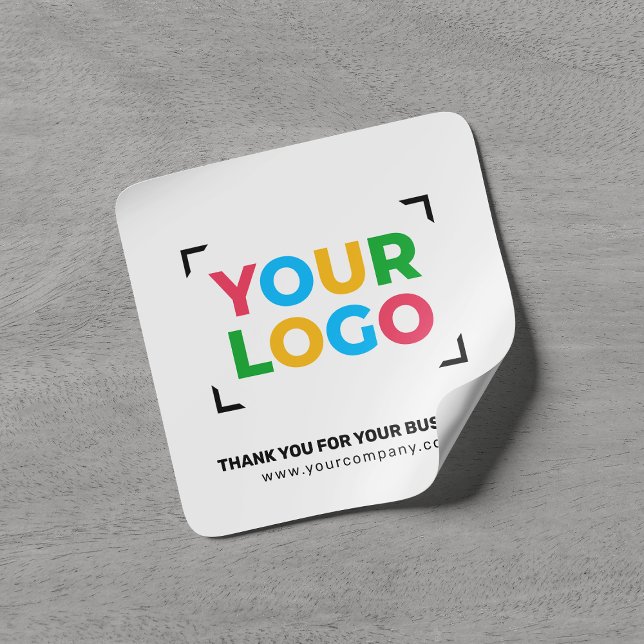 Your Logo Here Thank You Small Business White Square Sticker (Creator Uploaded)