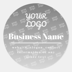 Your Logo Here Tiled Pattern Grey & White Classic Round Sticker