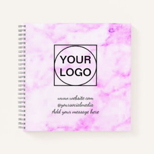 Your logo here white simple minimal PINK MARBLE No Notebook