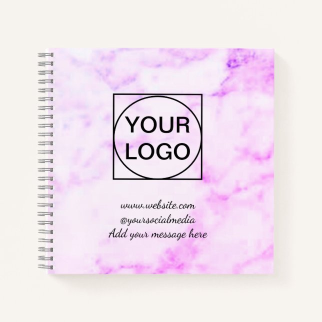 Your logo here white simple minimal PINK MARBLE No Notebook (Front)