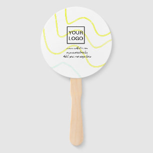 Your logo here white simple minimal yellow lines c hand fan