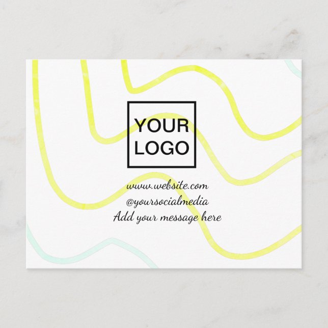 Your logo here white simple minimal yellow lines c postcard (Front)