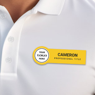 Your Logo Here Yellow Magnetic Employee Name Tag