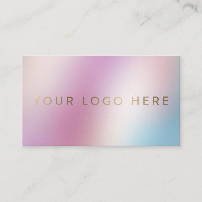 Your Logo Holographic Unicorn Modern Feminine Business Card (Front)