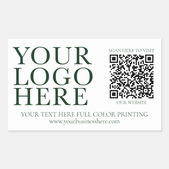 Your Logo Image Business Company QR code Rectangular Sticker (Front)