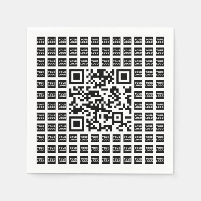 Your Logo/Image Tiled & Editable Scannable QR code Napkin (Front)