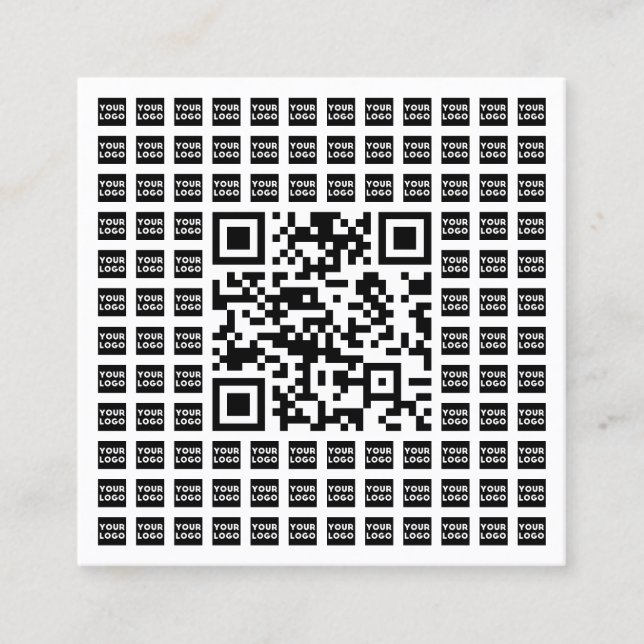 Your Logo/Image Tiled & Editable Scannable QR code Square Business Card (Front)