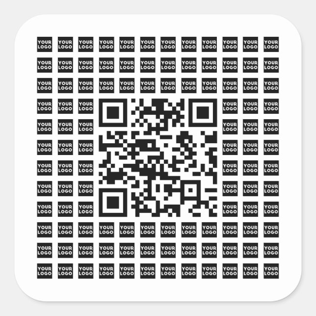 Your Logo/Image Tiled & Editable Scannable QR code Square Sticker (Front)