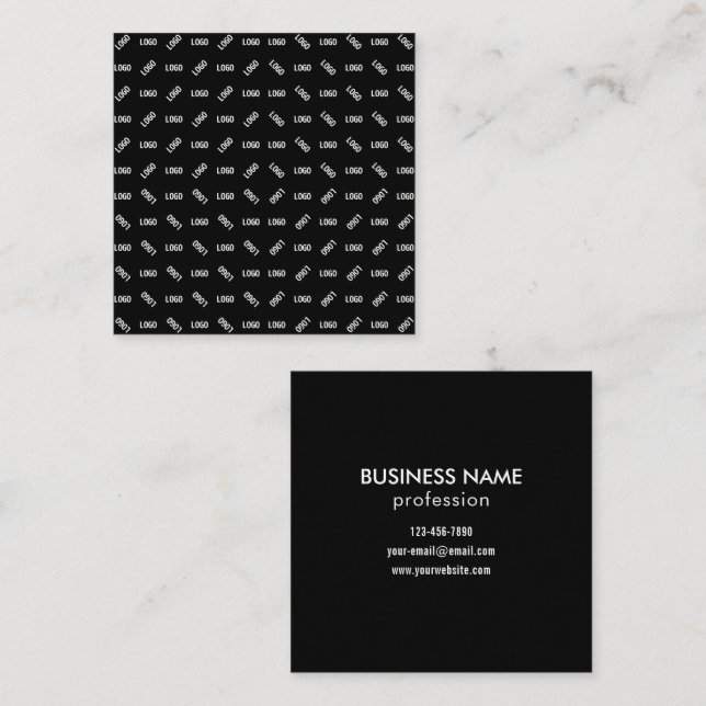 Your Logo/Image | Unique Modern Geometric Patten Square Business Card (Front/Back)