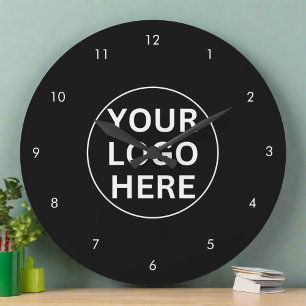Your Logo l Business Professional Black & White Large Clock