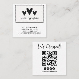 Your Logo Let's Connect QR Code Square Business Card