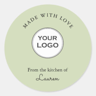 Your logo 'Made with love' Green Classic Round Sticker