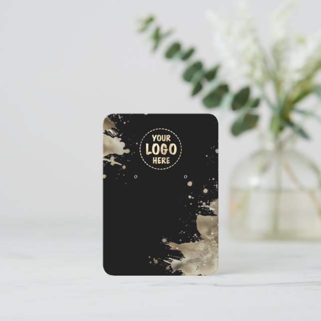 Your Logo Metallic Splash Earring Card Large Black (Standing Front)