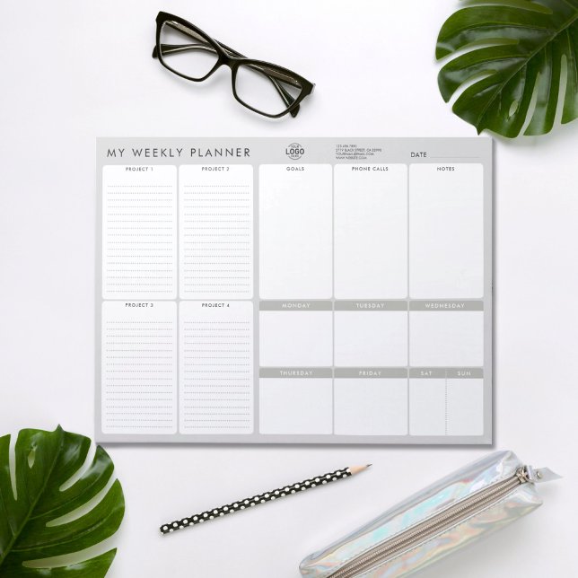 Your Logo Minimalist Simple Undated Weekly Planner Notepad (Creator Uploaded)