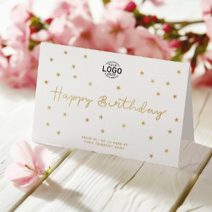 Your Logo Minimalist Stars Business Happy Birthday Card