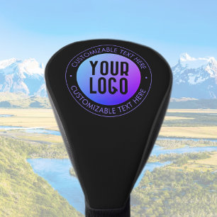 Your Logo & Modern Blue & Purple Ombre Gradient Golf Head Cover