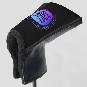 Your Logo & Modern Blue & Purple Ombre Gradient Golf Head Cover