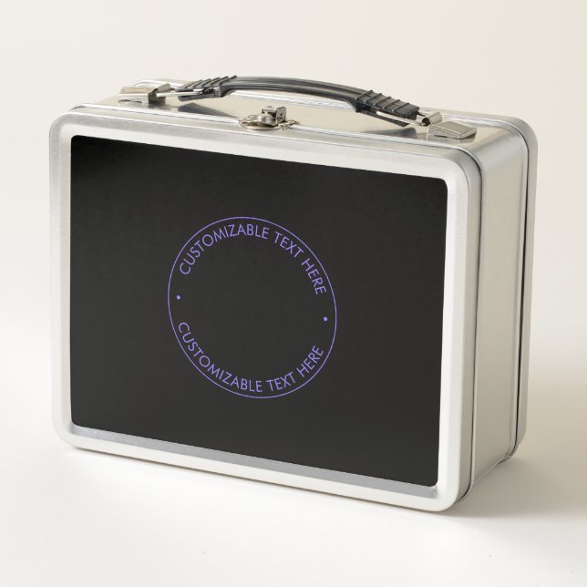 Your Logo & Modern Blue & Purple Ombre Gradient Metal Lunch Box (Front)
