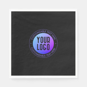Your Logo & Modern Blue & Purple Ombre Gradient Napkin